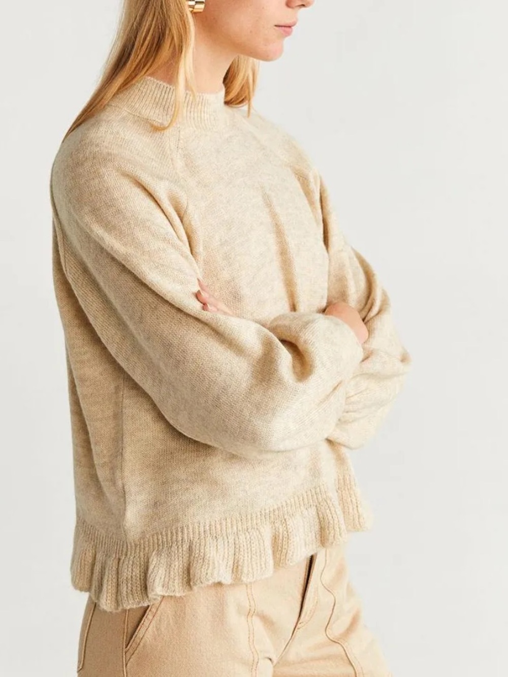 Mango Cozy Cream Crewneck Sweater